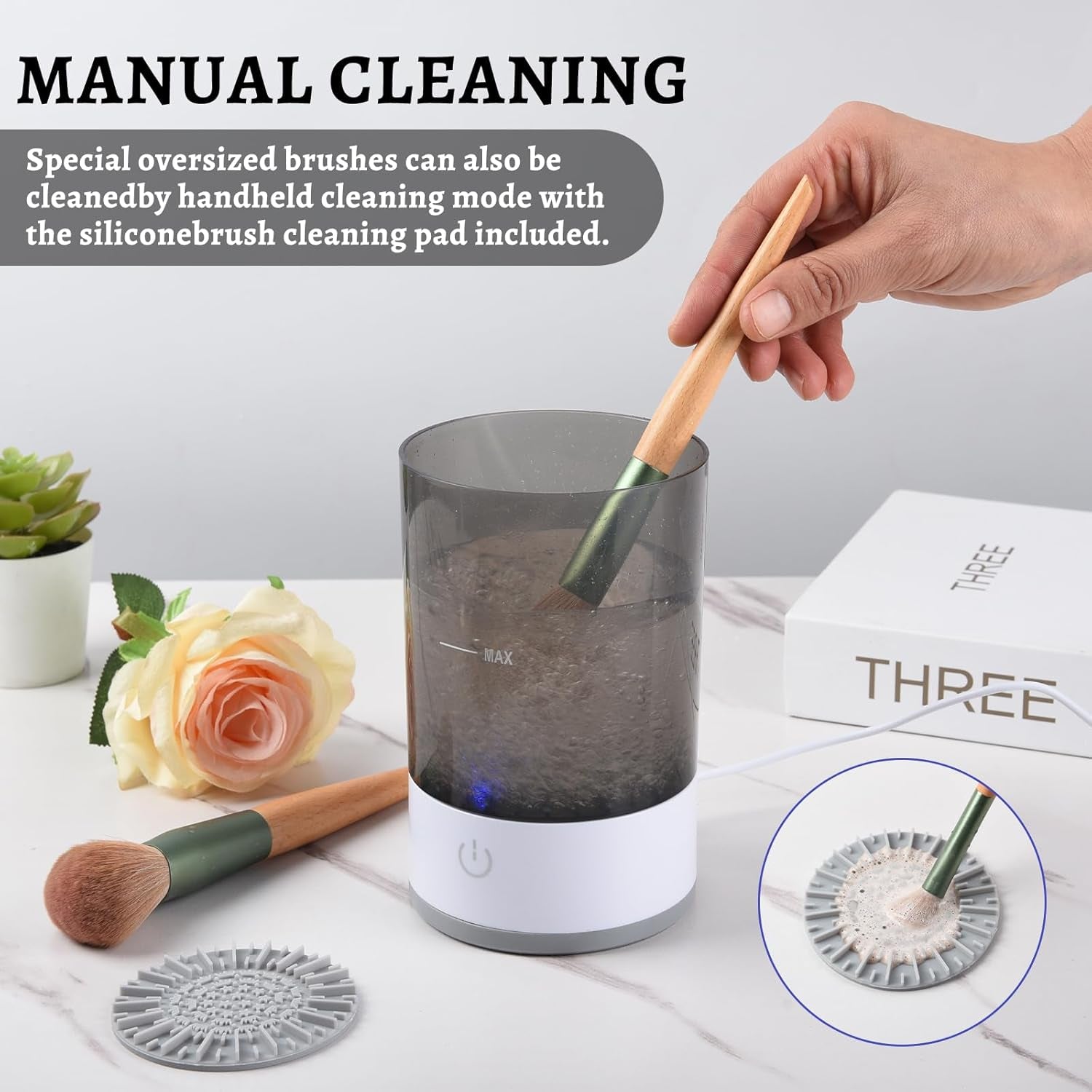 Electric Makeup Brush & Pro Cosmetic Cleaner Cleaner