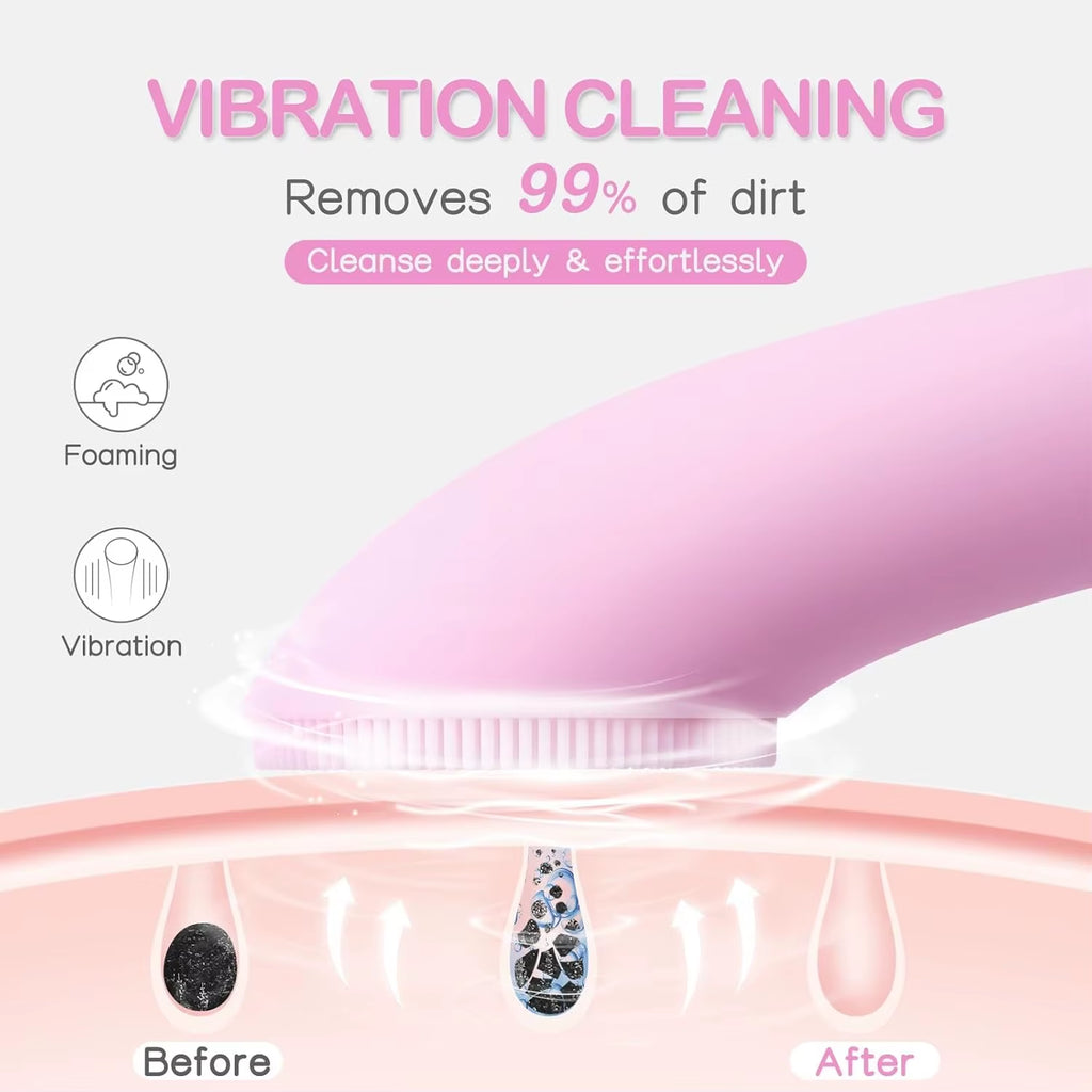 PRITECH Rechargeable Facial Cleansing Brush Vibration Exfoliating Cleansing Brush Waterproof Face Br...