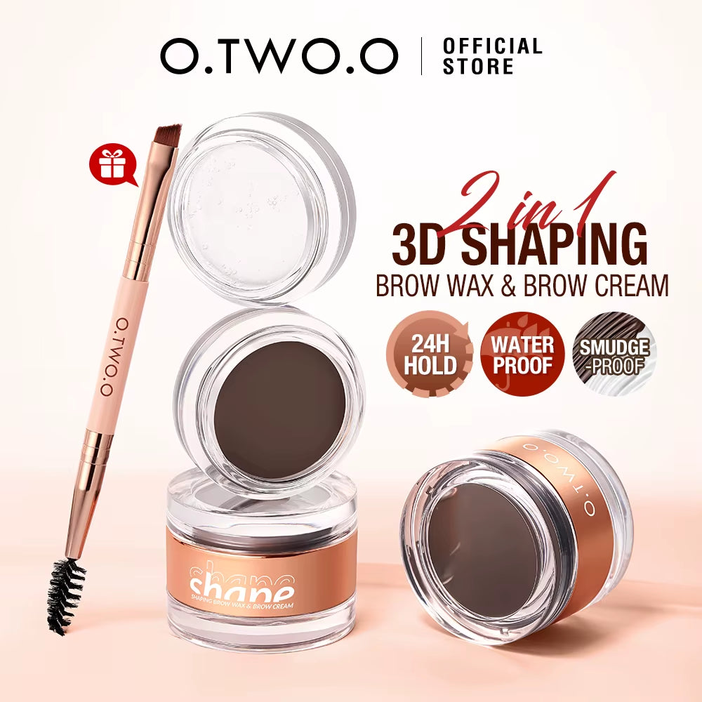 Eyebrow Pomade Brow Gel Wax 2 in 1 Waterproof Long Lasting Creamy Mascara