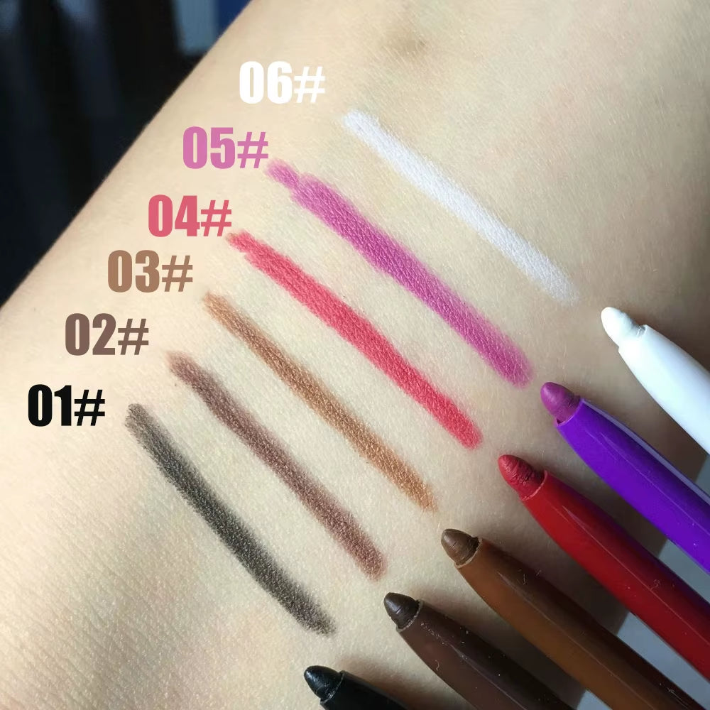 Eyeliner Lip Liner Gel Pencil Waterproof Long-Lasting White Black Brown Easy Wear1/6Pcs 2 in 1