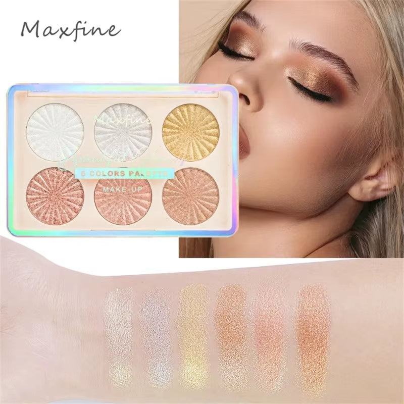 6-Color Blush and Contouring All-In-One Palette Pearlescent Matte Powder Face Blusher Glitter Highli face and cheek