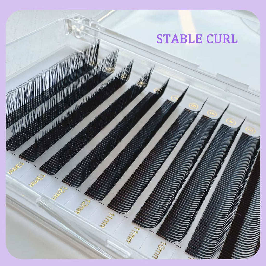 Domi Brown 5D Flower Lashes LC LB M Curl Spikes Eyelash Extensions Fluffy Volume Fans Wispy