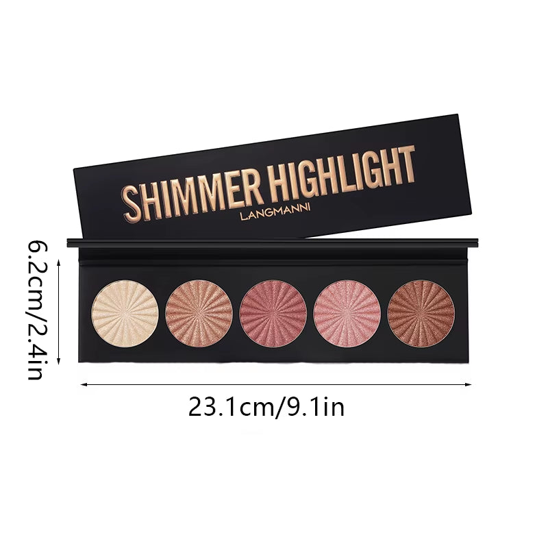 Highlighting and Contouring Palette 5 Colours All-In-One Makeup Palette Stereoscopic Natural Highlight face and cheek makeup 