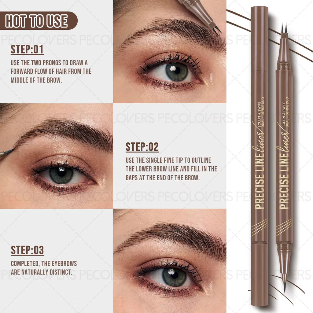 Forks Eyebrow Pencil Dual-Ended Artist Ultra-Fine Waterproof & Sweatproof 1PC 2 