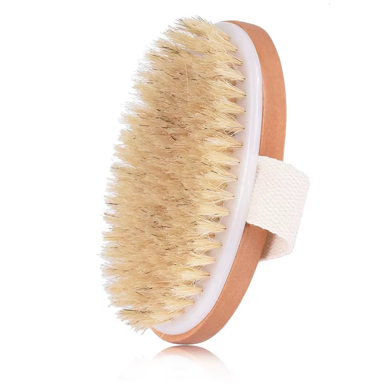 Wooden Body Brush Natural Boar Bristle Dry Skin Woman Man Body Brush Bamboo Wet Back Shower Brushes ...