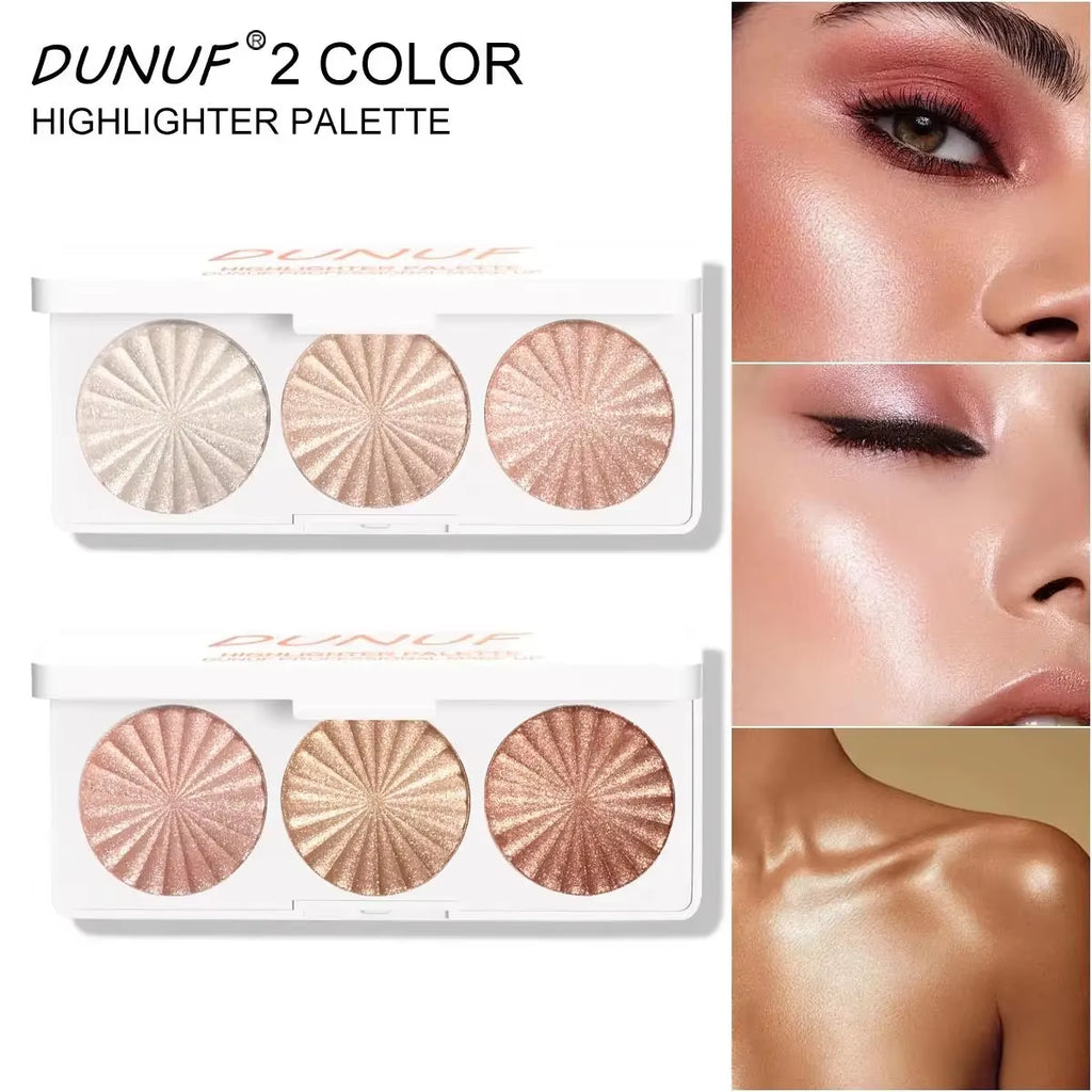 Highly Pigmented Waterproof Baked Highlighter Palette Blush Contour 4In1 Face & cheek Makeup Long Lasting Be...