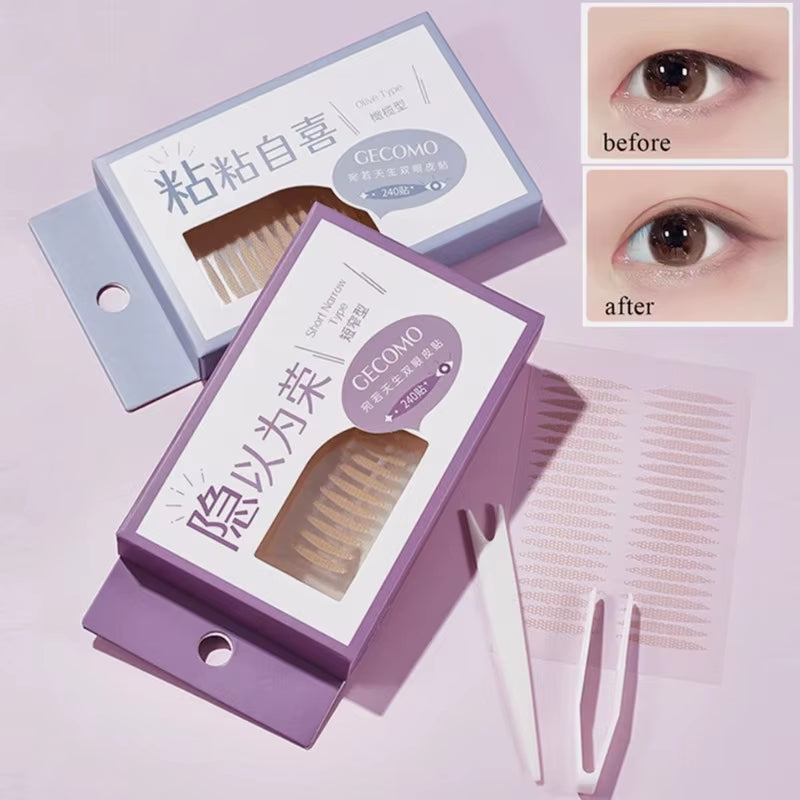 240Pcs Invisible Eyelid Tape Natural Paste Long Lasting Double-Fold Self-Adhesive Sticker for Mono...