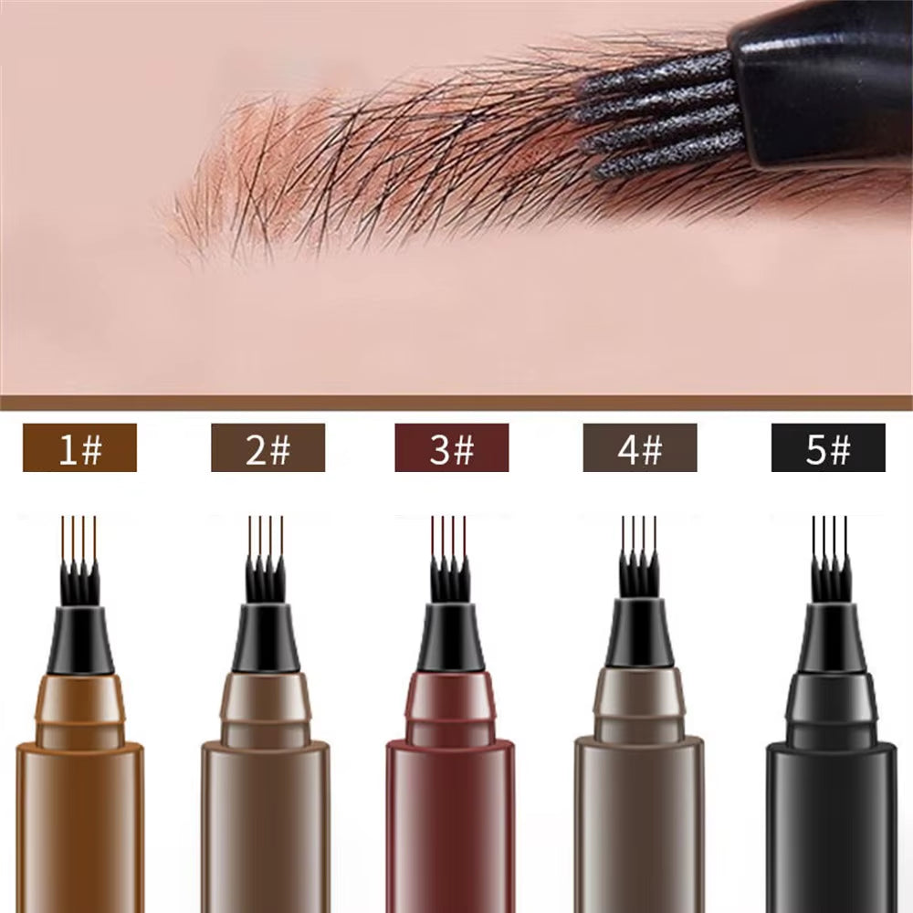 5 Colors Microblading Eyebrow Pen Waterproof Liquid Eyebrow Pencil Long Lasting Eyebrow Pen 4 Points...