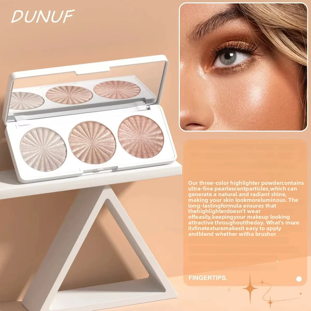 Highly Pigmented Waterproof Baked Highlighter Palette Blush Contour 4In1 Face & cheek Makeup Long Lasting Be...