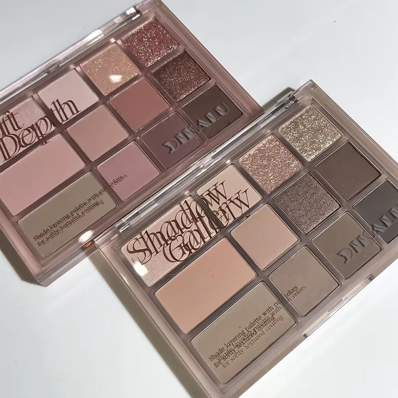 12Color Pink Brown Eye Shadow Tray Pearl Glitter Earth Matte Chocolate Eyeshadow Palette Korea Low S...