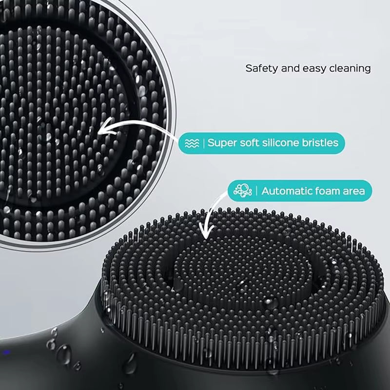 Facial Silicone Cleansing Brush with Dual Rotation and Vibration Modes, Facial Vibration Massage