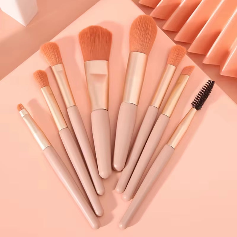 Mini Soft and Fluffy Makeup Brush Set, Perfect for Makeup Beginners, Used for Foundation, 8-Piece Mini Face & Cheeks