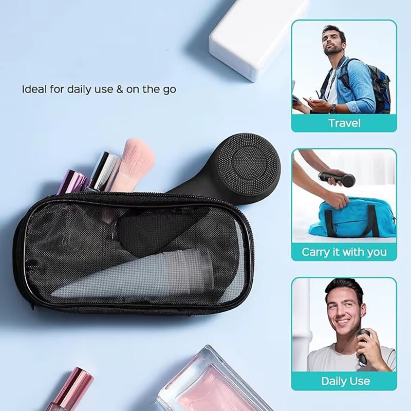 Facial Silicone Cleansing Brush with Dual Rotation and Vibration Modes, Facial Vibration Massage