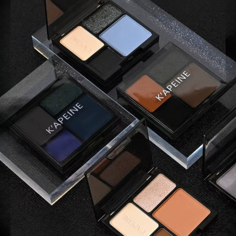 4-Color Eye Shadow Palette Makeup Glitter Blue Pearlescent Metallic Korean Acrylic Smoky Eye Shadow