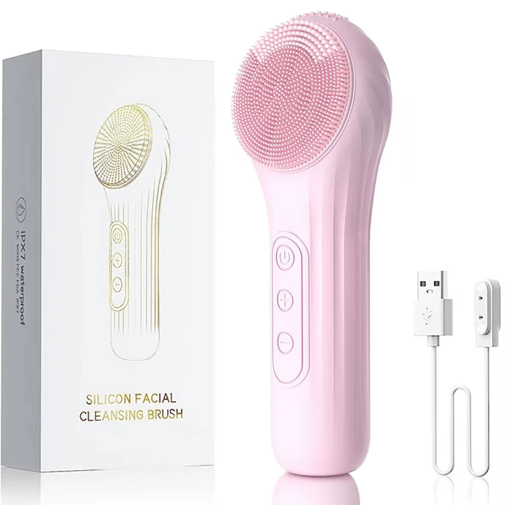 Sonic Waterproof Facial Cleansing Brush Rechargeable Scrubber 