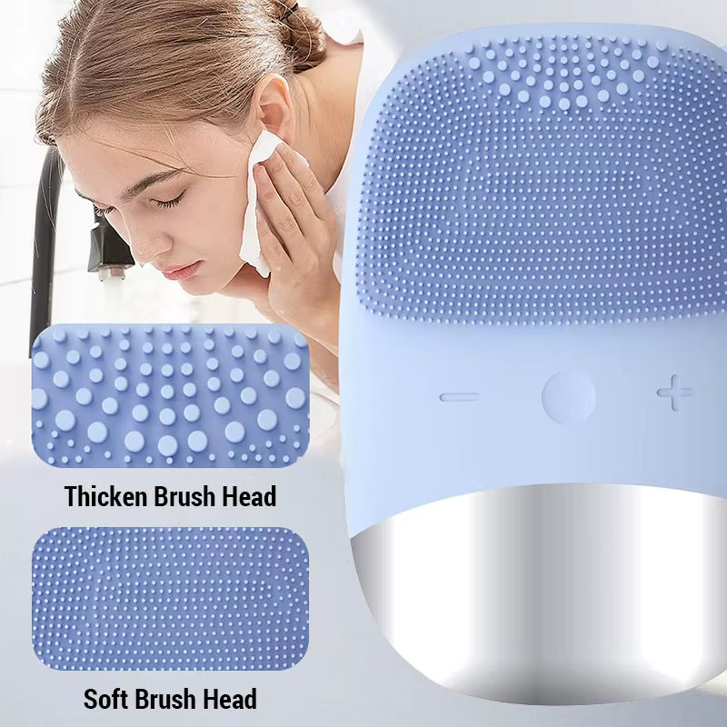 Electric Facial Cleansing Brush Silicone IPX7 Face Massager Facial Cleanser Sonic Vibration Cleaner ...