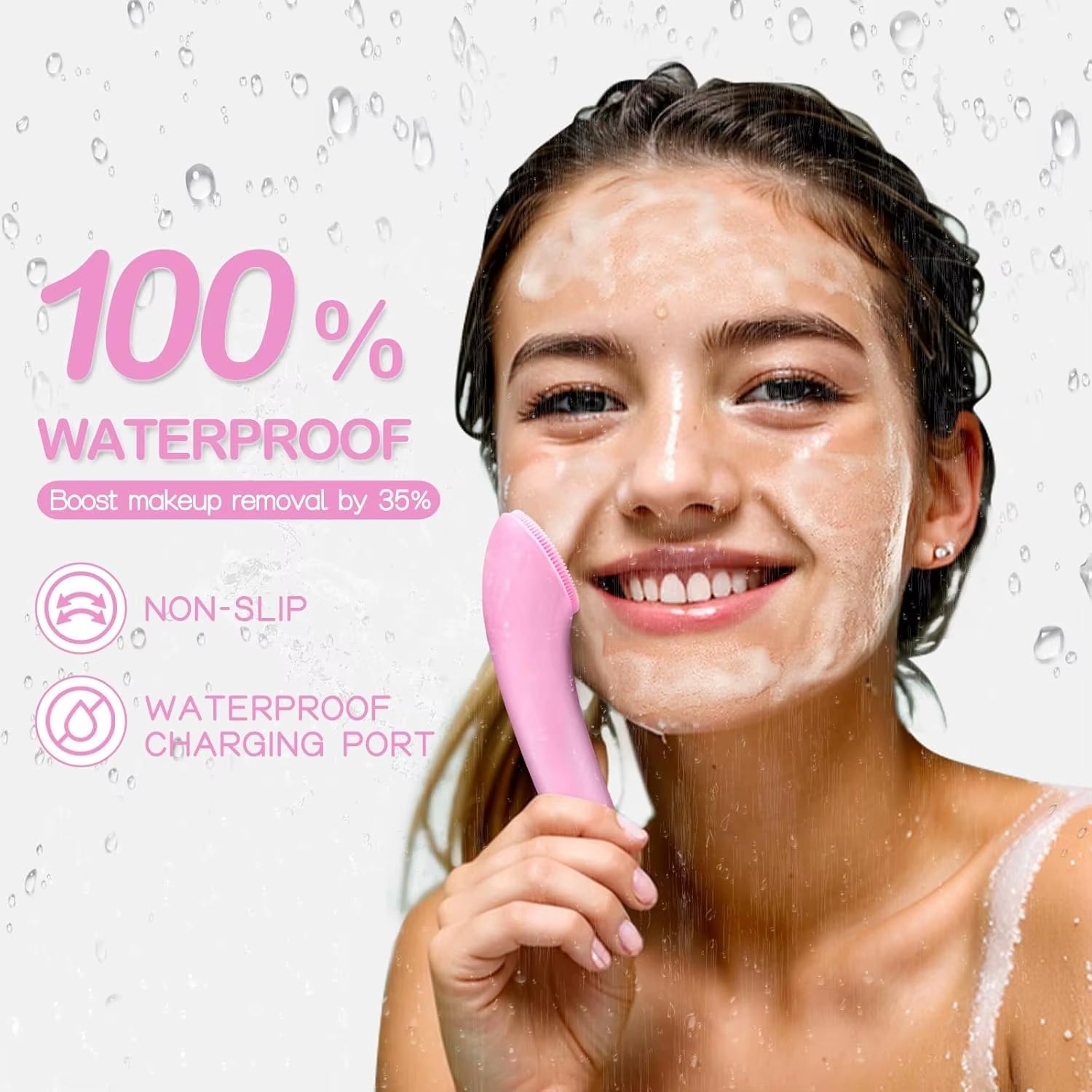 PRITECH Rechargeable Facial Cleansing Brush Vibration Exfoliating Cleansing Brush Waterproof Face Br...