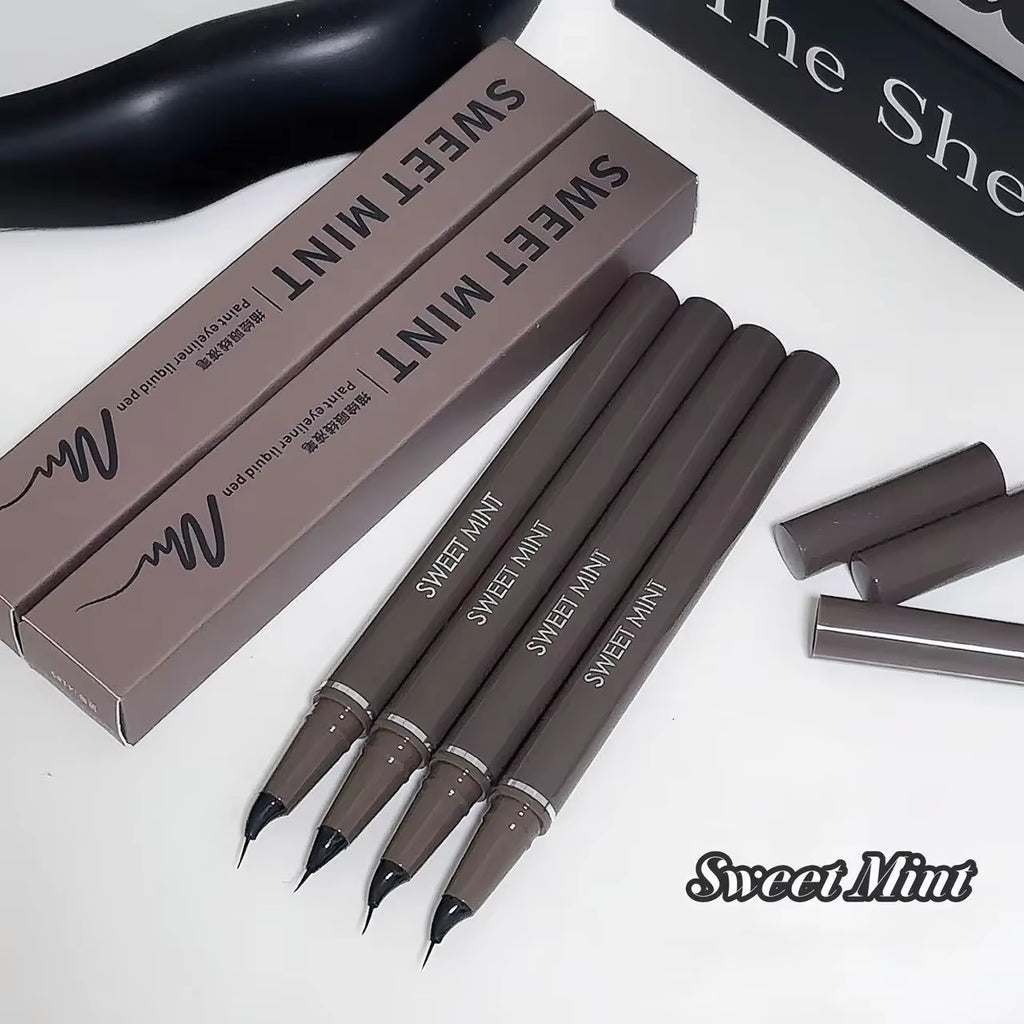 Curved Eyeliner Pen Quick Dry Liquid Eye Liner Easy to Draw Ultra-Fine Lying Silkworm Pencil Black B...