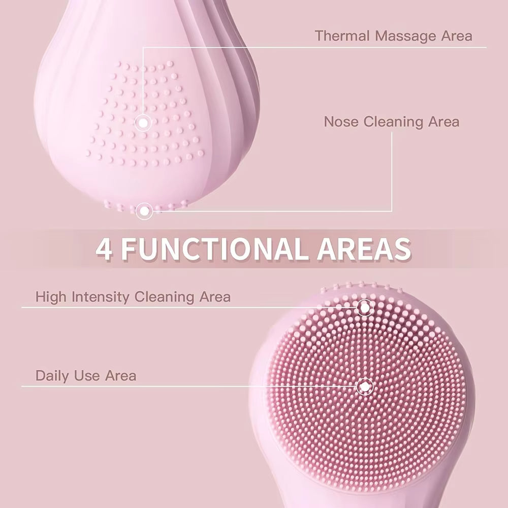 Sonic Waterproof Facial Cleansing Brush Rechargeable Scrubber 
